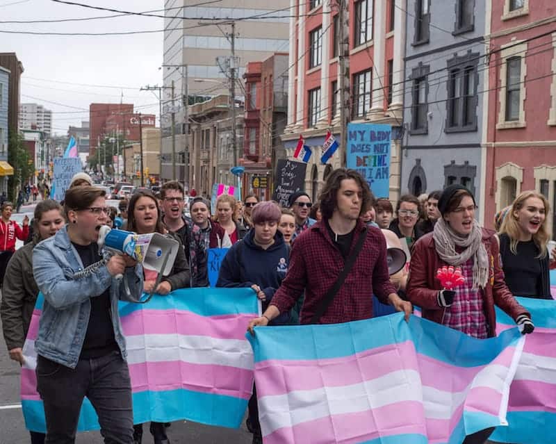Trans Pride March on Water Street in St. John's, 2015.