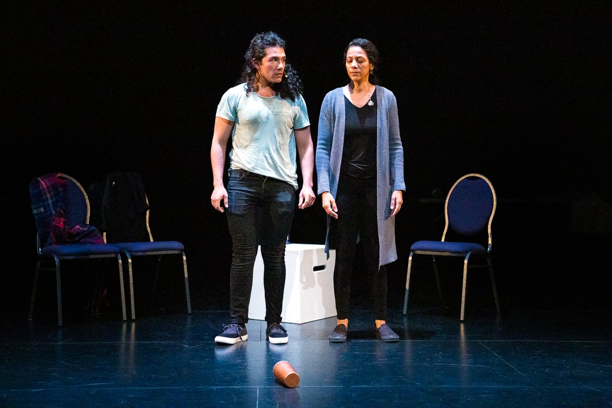 Santiago Guzmán and Vanessa Cardoso Whelan perform URN at the Stages Festival.